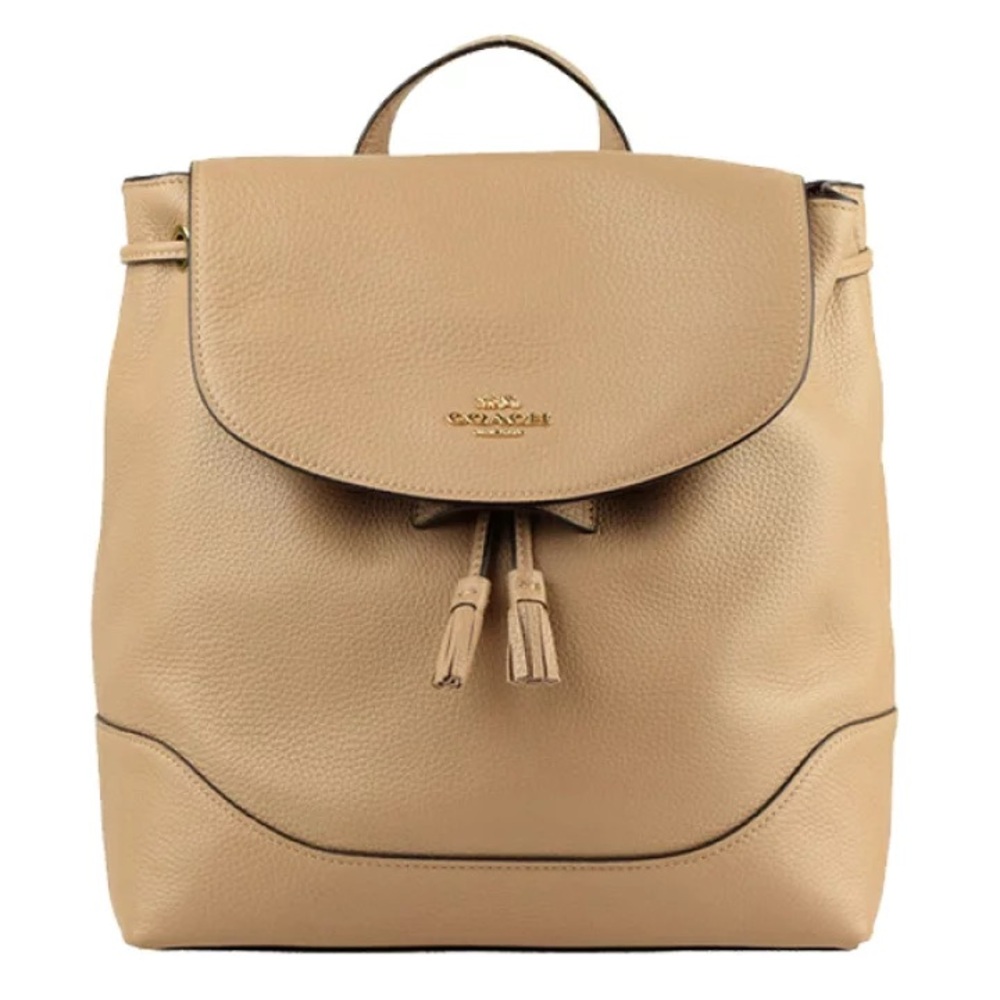 Coach Beige Elle Backpack in pebble leather.